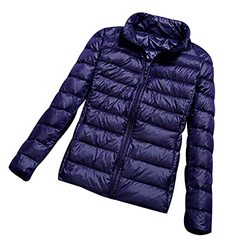 Leichte Daunenjacke Damen Leicht Puffer Jacke Lightweight Steppjacke Damen Übergangsjacke Leichter Steppmantel Federleichte Daunenmantel Damen Ultraleicht Down Jacket Daunen Women Warme Marine 4XL von Peuignao