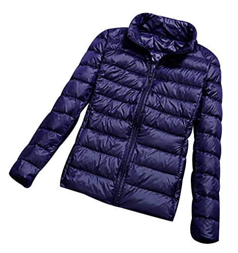 Leichte Daunenjacke Damen Leicht Puffer Jacke Lightweight Steppjacke Damen Übergangsjacke Leichter Steppmantel Federleichte Daunenmantel Damen Ultraleicht Down Jacket Daunen Women Warme Marine 6XL von Peuignao