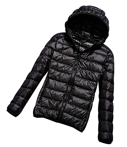 Leichte Daunenjacke Damen Leicht Puffer Jacke Lightweight Steppjacke Damen Übergangsjacke Leichter Steppmantel Federleichte Dünne Daunenmantel Damen Ultraleicht Down Jacket Daunen Women Schwarz XL von Peuignao