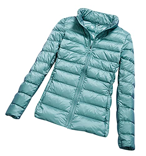 Leichte Daunenjacke Damen Leicht Puffer Jacke Lightweight Steppjacke Damen Übergangsjacke Leichter Steppmantel Federleichte Dünne Daunenmantel Damen Ultraleicht Down Jacket Daunen Women Warme Grün 4XL von Peuignao