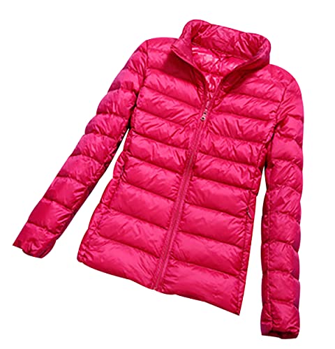 Leichte Daunenjacke Damen Leicht Puffer Jacke Lightweight Steppjacke Damen Übergangsjacke Leichter Steppmantel Federleichte Dünne Daunenmantel Damen Ultraleicht Down Jacket Daunen Women Warme Rosa L von Peuignao