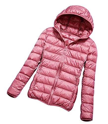 Leichte Daunenjacke Damen Leicht Puffer Jacke Lightweight Steppjacke Damen Übergangsjacke Leichter Steppmantel Federleichte Dünne Daunenmantel Damen Ultraleicht Mantel Down Jacket Daunen Women Rosa M von Peuignao