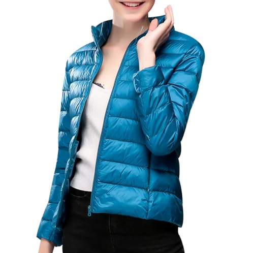 Leichte Daunenjacke Damen Leicht Ultraleichte Daunen Steppjacke Daunenmantel Damen Puffer Jacket Damen mit Kapuze Leichter Steppmantel Damen Leicht Down Jacket Women Dünne Daunenjacke Damen Blau XL von Peuignao