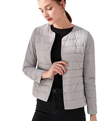 Leichte Daunenjacke Damen Leichter Daunenmantel Damen Ultraleichte Daunenjacke Damen Leicht Steppjacke Lightweight Steppmantel Federleichte Daunenjacken Daunen Mantel Für Frauen Daun Jacken Grau 2XL von Peuignao