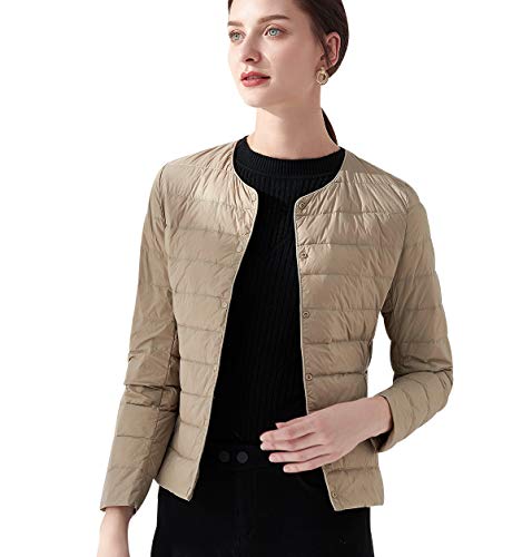 Leichte Daunenjacke Damen Leichter Daunenmantel Damen Ultraleichte Daunenjacke Damen Leicht Steppjacke Lightweight Steppmantel Federleichte Daunenjacken Daunen Mantel Für Frauen Daun Jacken Khaki 2XL von Peuignao