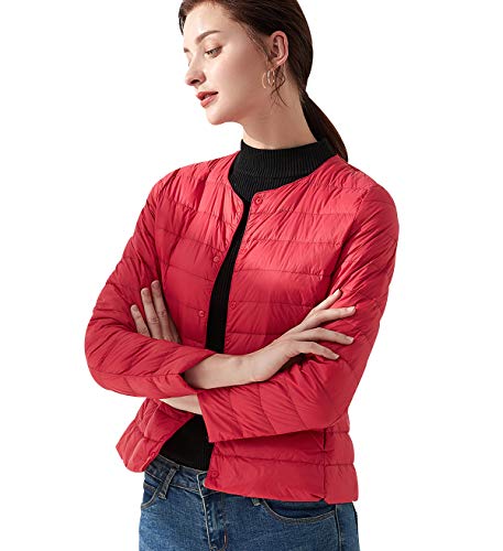 Leichte Daunenjacke Damen Leichter Daunenmantel Damen Ultraleichte Daunenjacke Damen Leicht Steppjacke Lightweight Steppmantel Federleichte Daunenjacken Daunen Mantel Für Frauen Daun Jacken Rot 2XL von Peuignao