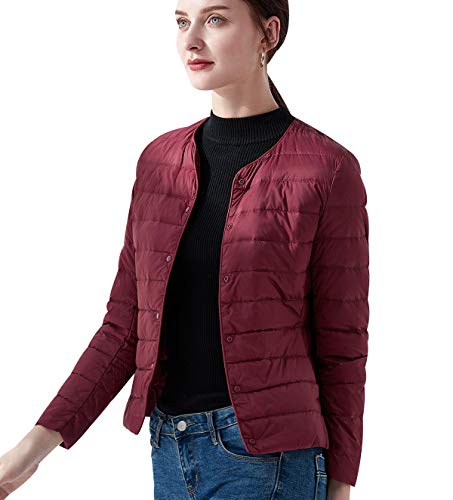 Leichte Daunenjacke Damen Leichter Daunenmantel Damen Ultraleichte Daunenjacke Damen Leicht Steppjacke Lightweight Steppmantel Federleichte Daunenjacken Daunen Mantel Für Frauen Daun Jacken Rot L von Peuignao