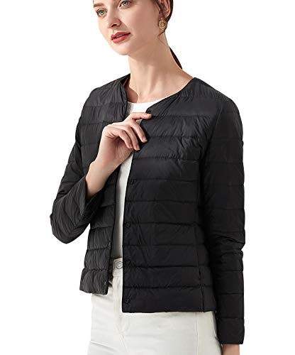 Leichte Daunenjacke Damen Leichter Daunenmantel Damen Ultraleichte Daunenjacke Damen Leicht Steppjacke Lightweight Steppmantel Federleichte Daunenjacken Daunen Mantel Für Frauen Daun Jacken Schwarz XL von Peuignao