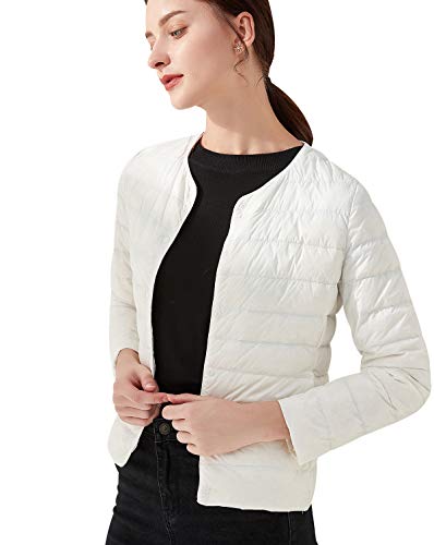 Leichte Daunenjacke Damen Leichter Daunenmantel Damen Ultraleichte Daunenjacke Damen Leicht Steppjacke Lightweight Steppmantel Federleichte Daunenjacken Daunen Mantel Für Frauen Daun Jacken Weiß 2XL von Peuignao