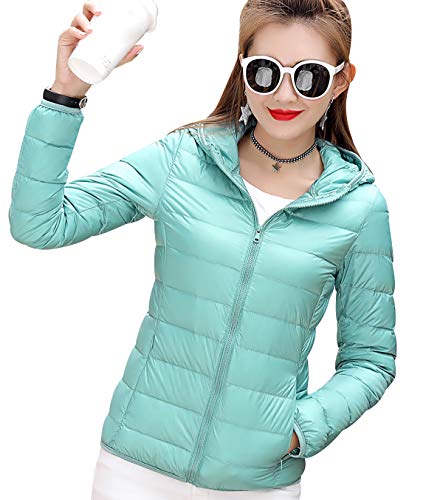 Leichte Daunenjacke Damen Leichter Daunenmantel Damen Ultraleichte Daunenjacke Damen Packbar Leicht Daunen Steppjacke mit Kapuze Federleichtec Daunenjacken Daunen Mantel Für Frauen Daun Jacken Blau XL von Peuignao