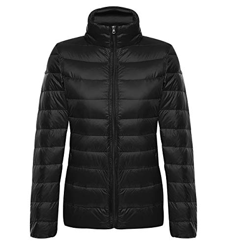 Leichte Daunenjacke Damen Leichter Daunenmantel Damen Ultraleichte Daunenjacke Damen Packbar Leicht Steppjacke Lightweight Federleichte Daunenjacken Daunen Mantel Für Frauen Softdaunenjacke Schwarz XL von Peuignao