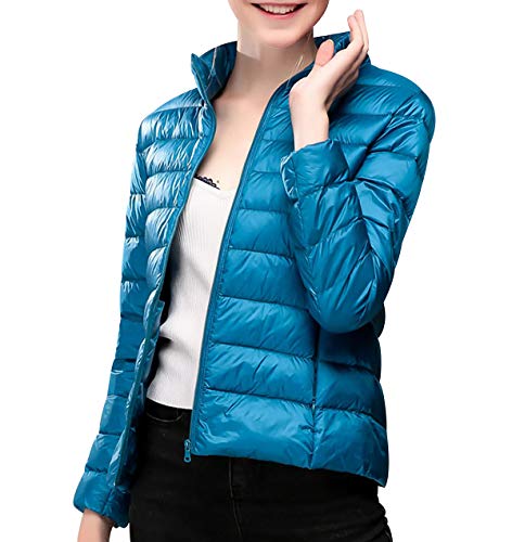 Leichte Daunenjacke Damen Leichter Daunenmantel Damen Ultraleichte Daunenjacken Damen Packbar Leicht Daunen Steppjacke mit Kapuze Lightweight Federleichte Daunen Mantel Für Frauen Daun Jacken Blau 3XL von Peuignao