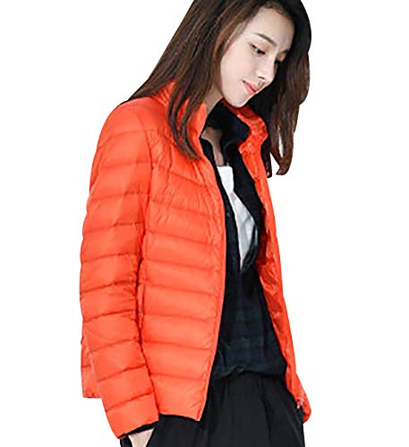 Leichte Daunenjacke Damen Leichter Daunenmantel Damen Ultraleichte Daunenjacken Damen Packbar Leicht Daunen Steppjacke mit Kapuze Lightweight Federleichte Daunen Mantel Für Frauen Daun Jacken Orange M von Peuignao