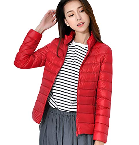 Leichte Daunenjacke Damen Leichter Daunenmantel Damen Ultraleichte Daunenjacken Damen Packbar Leicht Daunen Steppjacke mit Kapuze Lightweight Federleichte Daunen Mantel Für Frauen Daun Jacken Rot 5XL von Peuignao