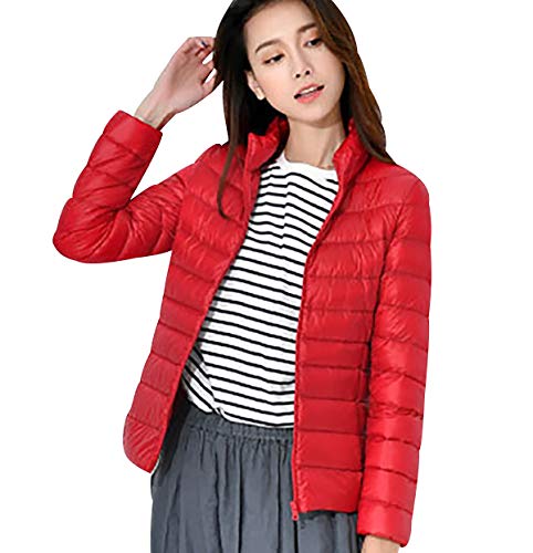 Leichte Daunenjacke Damen Leichter Daunenmantel Damen Ultraleichte Daunenjacken Damen Packbar Leicht Daunen Steppjacke mit Kapuze Lightweight Federleichte Daunen Mantel Für Frauen Daun Jacken Rot 3XL von Peuignao