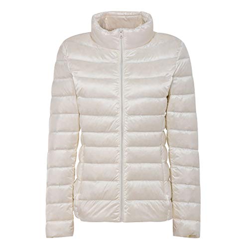 Leichte Daunenjacke Damen Leichter Daunenmantel Damen Ultraleichte Daunenjacken Damen Packbar Leicht Daunen Steppjacke mit Kapuze Lightweight Federleichte Daunen Mantel Für Frauen Daun Jacken Weiß 4XL von Peuignao