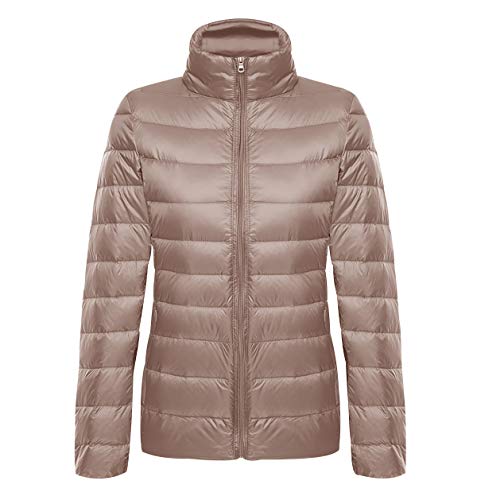 Leichte Daunenjacke Damen Leichter Daunenmantel Damen Ultraleichte Daunenjacken Damen Packbar Leicht Steppjacke mit Kapuze Lightweight Federleichte Daunen Mantel Für Frauen Daun Jacken Khaki 4XL von Peuignao