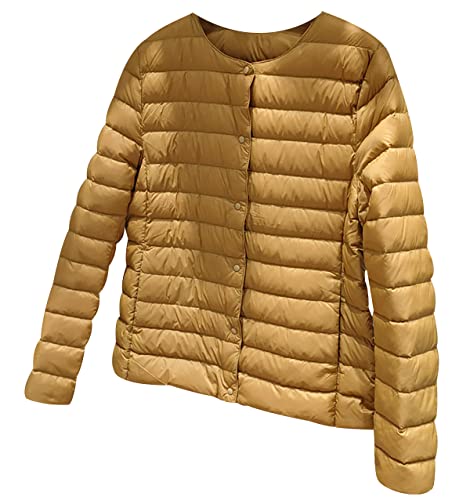 Leichte Daunenjacke Damen Steppjacke Damen Leicht Puffer Jacke Mantel Daunenmantel Leichter Steppmantel Damen Down Jacket Women Gesteppte Jacke Daunen Daunenjacke Ultraleicht Faltbar Damen Karemell von Peuignao