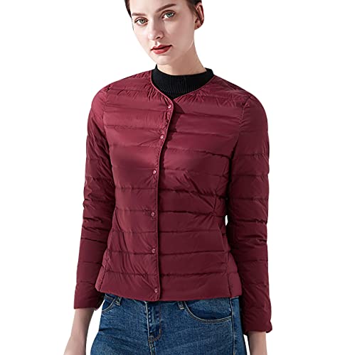 Leichte Daunenjacke Damen Steppjacke Damen Leicht Puffer Jacke Mantel Daunenmantel Leichter Steppmantel Damen Down Jacket Women Gesteppte Jacke Daunen Daunenjacke Ultraleicht Faltbar Damen Rot von Peuignao