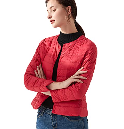 Leichte Daunenjacke Damen Steppjacke Damen Leicht Puffer Jacke Mantel Daunenmantel Leichter Steppmantel Damen Down Jacket Women Gesteppte Jacke Daunen Daunenjacke Ultraleicht Faltbar Damen Rot von Peuignao