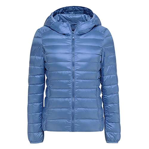 Leichte Daunenjacke Damen Steppjacke Damen Leicht Puffer Jacke Mantel Daunenmantel Leichter Steppmantel Damen Down Jacket Women Jacke Daunen Ultraleichte Daunenjacke Ultraleicht Faltbar Damen Blau von Peuignao