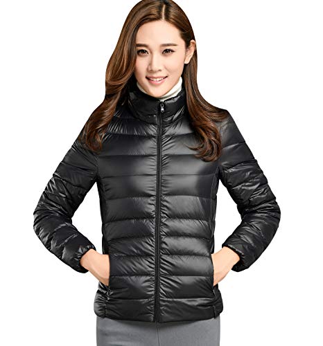 Leichte Daunenjacke Damen Steppjacke Leichter Daunenmantel Damen Stepp Daunen Winterjacke Damen Leicht Ultraleichte Dünne Steppjacken Frauen Federleichte Softdaunenjacke Übergangsjacke Schwarz 6XL von Peuignao
