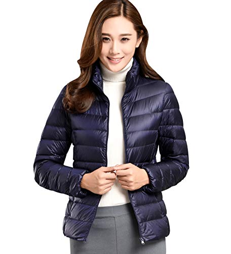 Leichte Daunenjacke Damen Steppjacke Leichter Daunenmantel Damen Stepp Winter Daunen Winterjacke Damen Leicht Ultraleichte Dünne Steppjacken Frauen Federleichte Softdaunenjacke Übergangsjacke Marine L von Peuignao