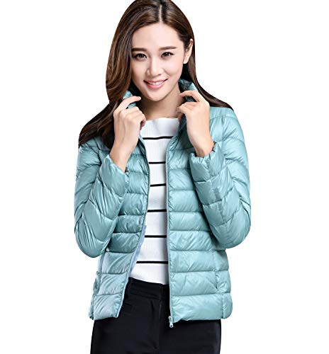 Leichte Daunenjacke Damen Steppjacke Leichter Daunenmantel Damen Stepp Winter Daunen Winterjacke Damen Leicht Ultraleichte Dünne Steppjacken Frauen Federleichte Softdaunenjacke Übergangsjacke Grün 5XL von Peuignao