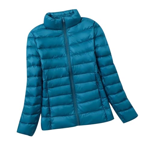 Leichte Daunenjacke Damen Ultraleichte Daunen Steppjacke Damen Daunenmantel Damen Leicht Puffer Jacket Damen Winter Down Jacket Women Soft Dünne Warme Dünne Daunenjacke Puffer Mantel Damen Blau 7XL von Peuignao