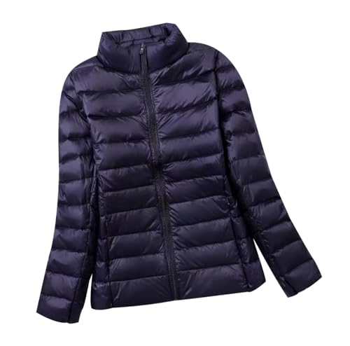 Leichte Daunenjacke Damen Ultraleichte Daunen Steppjacke Damen Daunenmantel Damen Leicht Puffer Jacket Damen Winter Down Jacket Women Soft Dünne Warme Dünne Daunenjacke Puffer Mantel Damen Marine 7XL von Peuignao