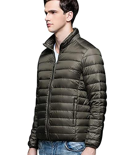 Leichte Daunenjacke Herren Daunen Steppjacke Herren Leicht Puffer Jacke Herren Männer Stepp Winterjacke Daunenmantel Ultraleicht Steppmantel Herren Down Jacket Light Men Mantel Wasserdicht Grün 3XL von Peuignao