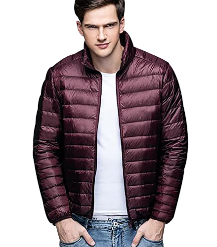 Leichte Daunenjacke Herren Daunen Steppjacke Herren Leicht Puffer Jacke Herren Männer Stepp Winterjacke Daunenmantel Ultraleicht Steppmantel Herren Down Jacket Light Men Mantel Wasserdicht Rot L von Peuignao