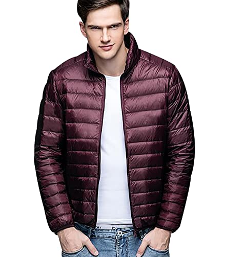 Leichte Daunenjacke Herren Daunen Steppjacke Herren Leicht Puffer Jacke Herren Männer Stepp Winterjacke Daunenmantel Ultraleicht Steppmantel Herren Down Jacket Light Men Mantel Wasserdicht Rot XL von Peuignao