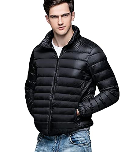 Leichte Daunenjacke Herren Daunen Steppjacke Herren Leicht Puffer Jacke Herren Männer Stepp Winterjacke Daunenmantel Ultraleicht Steppmantel Herren Down Jacket Light Men Mantel Wasserdicht Schwarz XL von Peuignao