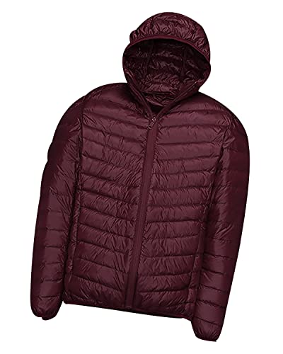 Leichte Daunenjacke Herren Daunen Steppjacke Herren mit Kapuze Leicht Puffer Jacke Herren Männer Winterjacke Parka Daunenmantel Ultraleicht Steppmantel Herren Down Jacket Mantel Wasserdicht Rot M von Peuignao
