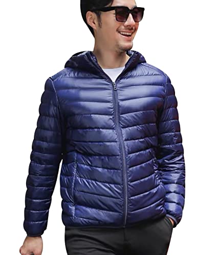 Leichte Daunenjacke Herren Daunen Steppjacke Herren mit Kapuze Leicht Puffer Jacke Männer Warme Stepp Winterjacke Daunenmantel Steppmantel Herren Down Jacket Light Men Mantel Wasserdicht Marine L von Peuignao