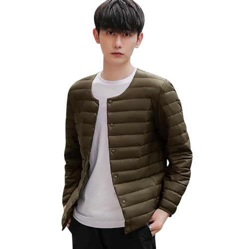 Leichte Daunenjacke Herren Leicht Puffer Jacke Herren Steppjacke Herren Leicht Daunenmantel Herren Mens Puffer Down Jacket Men Daunen Dünne Steppjacke Männer Packbare Daunenjacke Herren Grün 3XL von Peuignao