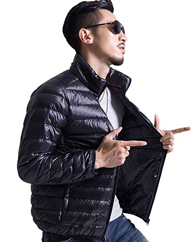 Leichte Daunenjacke Herren Leicht Steppjacke Herren Daunen Winterjacke Steppjacken Leicht Dauen Jacke Leichter Daunenmantel Herren Lightweight Gesteppte Daunenjacken Männer Wintermantel Schwarz XL von Peuignao