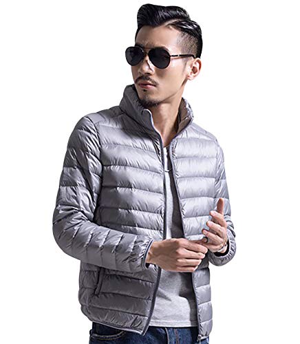 Leichte Daunenjacke Herren Leicht Steppjacke Herren Daunen Winterjacke Steppjacken Leicht Dauen Jacke Leichter Daunenmantel Herren Lightweight Gesteppte Daunenjacken Männer Wintermantel Silber Grau L von Peuignao