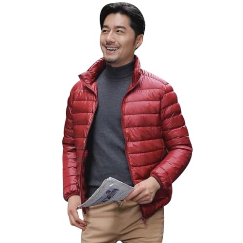Leichte Daunenjacke Herren Puffer Jacke Steppjacke Herren Leicht Daunenmantel Herren Mens Puffer Down Jacket Men Daunen Dünne Steppjacke Männer Steppmantel Packbare Daunenjacke Herren Rot 6XL von Peuignao