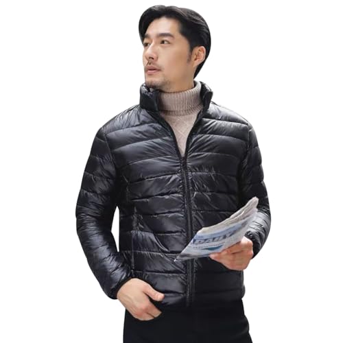 Leichte Daunenjacke Herren Puffer Jacke Steppjacke Herren Leicht Daunenmantel Herren Mens Puffer Down Jacket Men Daunen Dünne Steppjacke Männer Steppmantel Packbare Daunenjacke Herren Schwarz 6XL von Peuignao
