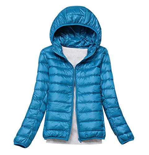 Leichte Daunenjacke Mit Kapuze Damen Steppjacke Daunenmantel Damen Winter Daunen Winterjacke Damen Leicht Ultraleichte Dünne Steppjacken Frauen Federleichte Softdaunenjacke Übergangsjacke Blau M von Peuignao