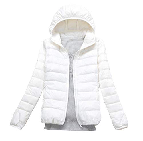 Leichte Daunenjacke Mit Kapuze Damen Steppjacke Daunenmantel Damen Winter Daunen Winterjacke Damen Leicht Ultraleichte Dünne Steppjacken Frauen Federleichte Softdaunenjacke Übergangsjacke Weiß L von Peuignao