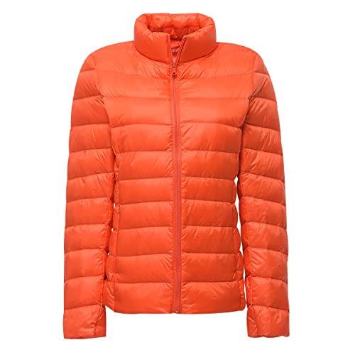 Leichte Daunenmantel Damen Daunenjacke Damen Leicht Packbar Puffer Jacke Steppjacke Damen Übergangsjacke Federleichte Dünne Leichter Steppmantel Puffer Mantel Down Jacket Daunen Pufferjacke Orange XXL von Peuignao