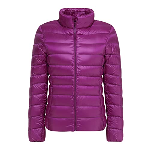 Leichte Daunenmantel Damen Daunenjacke Damen Leicht Packbar Puffer Jacke Steppjacke Damen Übergangsjacke Federleichte Dünne Leichter Steppmantel Puffer Mantel Down Jacket Pufferjacke Violett 5XL von Peuignao