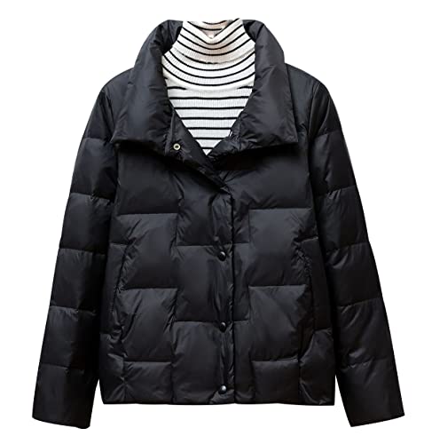 Leichte Daunenmantel Damen Daunenjacke Damen Leicht Puffer Jacke Steppjacke Damen Übergangsjacke Federleichte Dünne Leichter Steppmantel Winter Puffer Mantel Down Jacket Daunen Pufferjacke Schwarz L von Peuignao