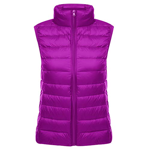 Leichte Daunenweste Damen Leicht Daunen Steppweste Damen Ärmellose Daunenjacke Damen Wattierte Weste Daunen Damen Ärmellose Steppjacke Damen Ultraleichte Daunenweste Frauen Große Größen Violett XL von Peuignao