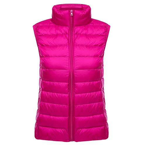 Leichte Daunenweste Damen Leicht Dünne Daunen Steppweste Damen Ärmellose Daunenjacke Damen Wattierte Weste Daunen Damen Ärmellose Steppjacke Damen Ultraleichte Daunenweste Frauen Große Größen Rosa XL von Peuignao