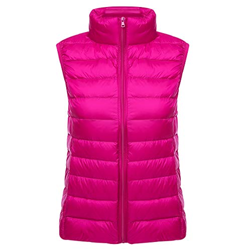 Leichte Daunenweste Damen Leicht Dünne Daunen Steppweste Damen Ärmellose Daunenjacke Damen Wattierte Weste Daunen Damen Ärmellose Steppjacke Damen Ultraleichte Daunenweste Frauen Große Größen Rosa XL von Peuignao