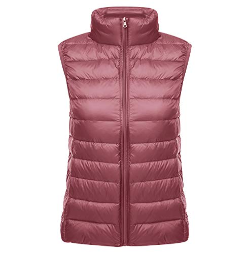 Leichte Daunenweste Damen Leicht Dünne Daunen Steppweste Damen Ärmellose Daunenjacke Damen Wattierte Weste Daunen Damen Ärmellose Steppjacke Damen Ultraleichte Daunenweste Frauen Große Größen Rosa XL von Peuignao